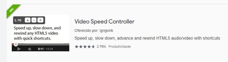 video speed controller aumentar velocidade de reprodução